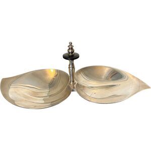 Vintage Silver Plate Dual Leaf Shaped Footed Dish F.B. Rogers Silver Co. 1883